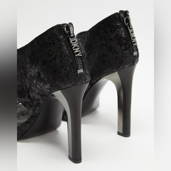 Black High Heel Shooties with Textured Upper - Picture 3 of 11